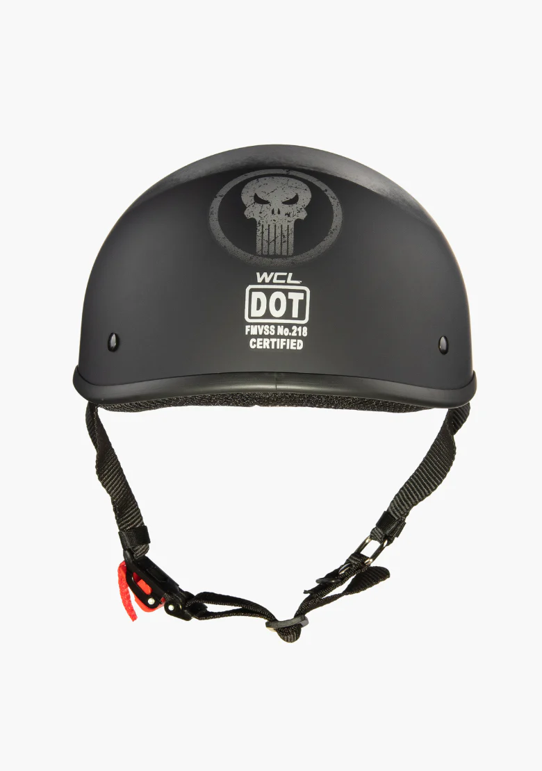 Punisher Beanie Motorcycle Half Helmet DOT Approved & Low Profile Skull Helmet - Image 3