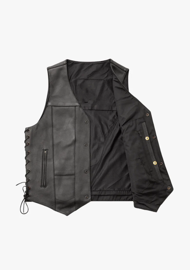 WCL Buffalo Snaped Western Style Motorcycle Leather Bar Vest - Image 3