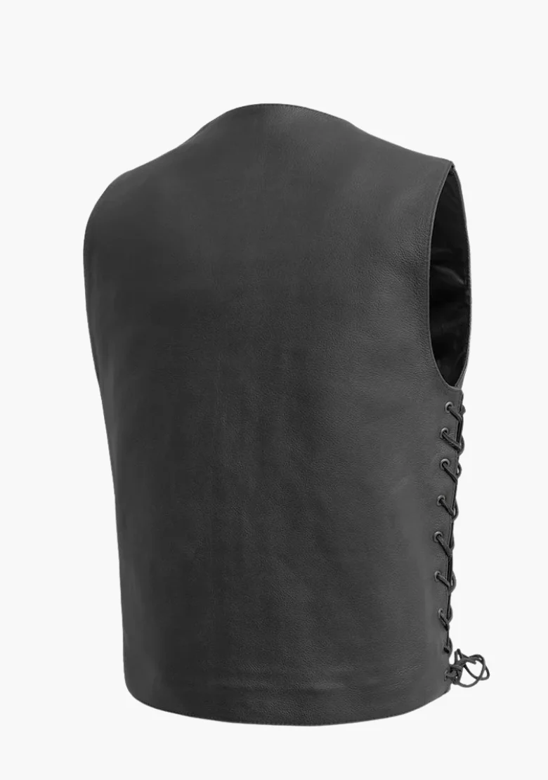 WCL Buffalo Snaped Western Style Motorcycle Leather Bar Vest - Image 4