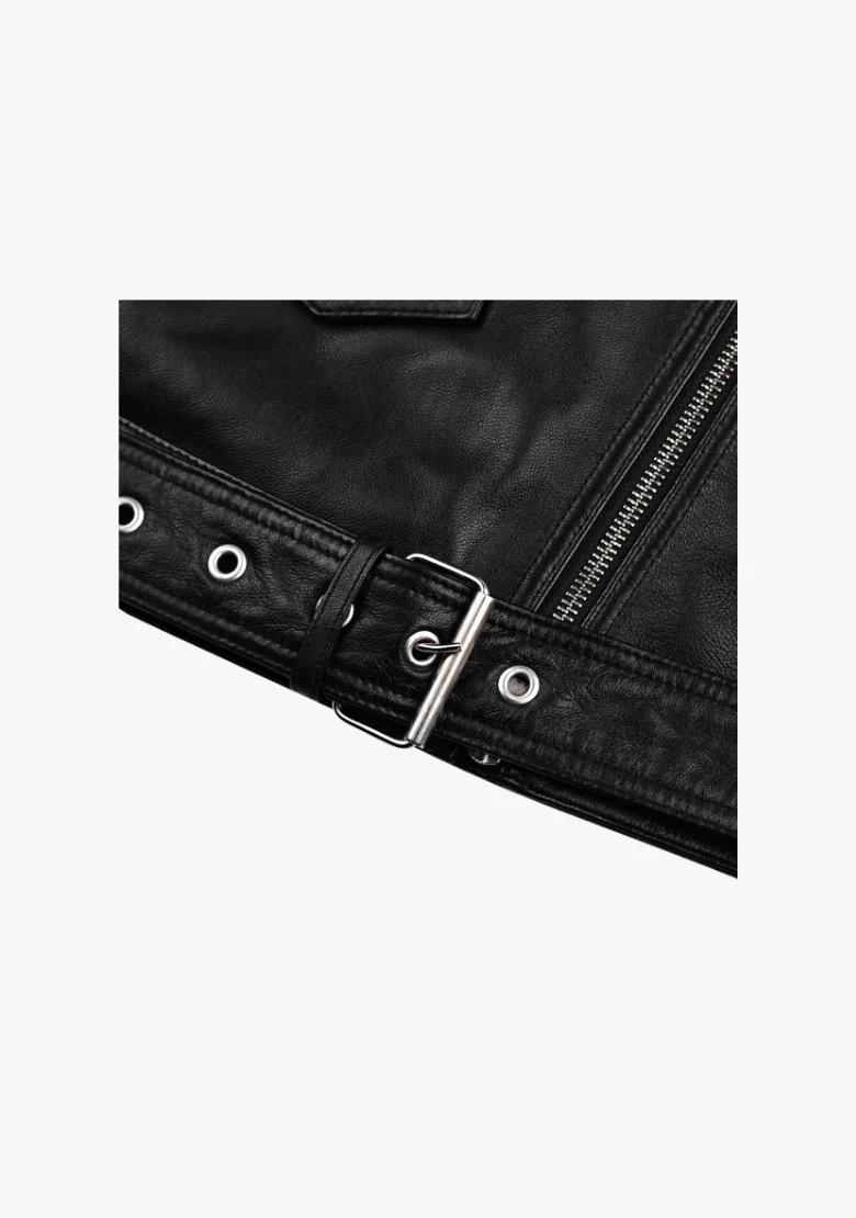 Classic Women's Biker Style Fashion Leather Jacket - Image 10