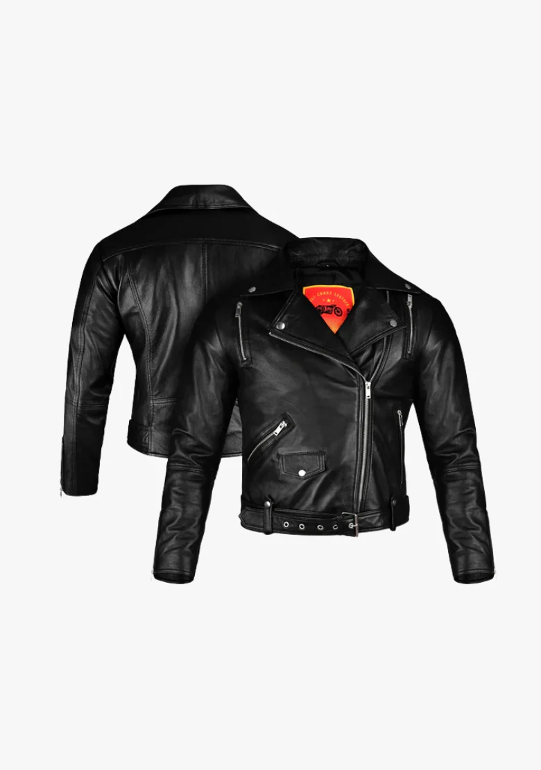 Classic Women's Biker Style Fashion Leather Jacket - Image 3