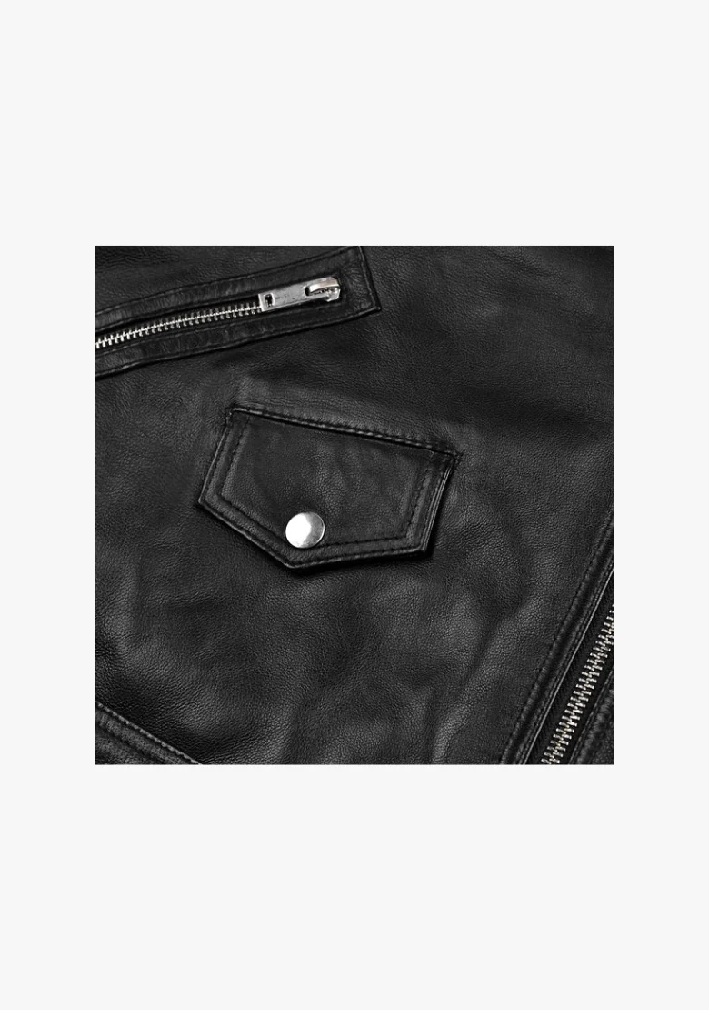Classic Women's Biker Style Fashion Leather Jacket - Image 7