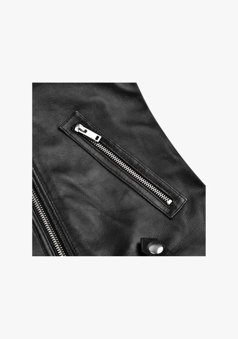 Classic Women's Biker Style Fashion Leather Jacket - Image 9