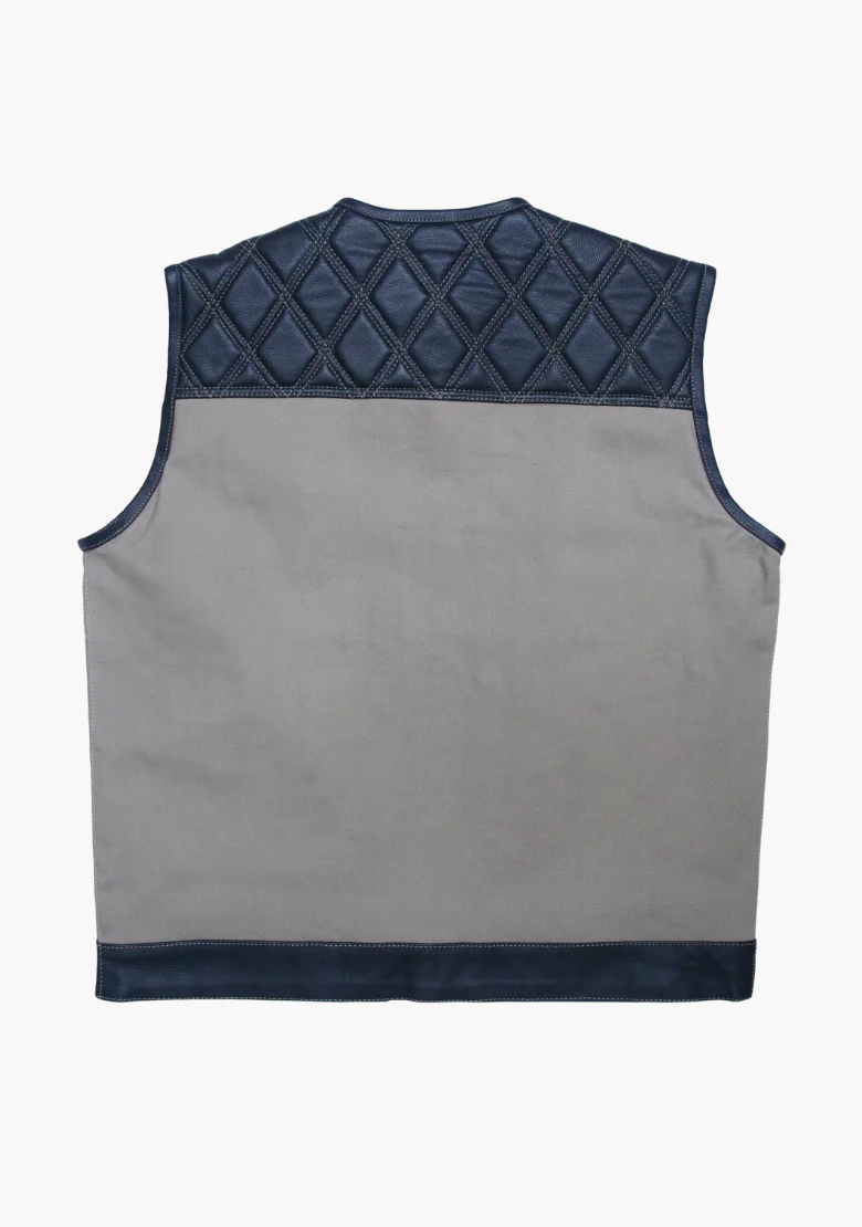 WCL Hybrid Canvas Leather Club Vest w/t White Canvas - Image 3
