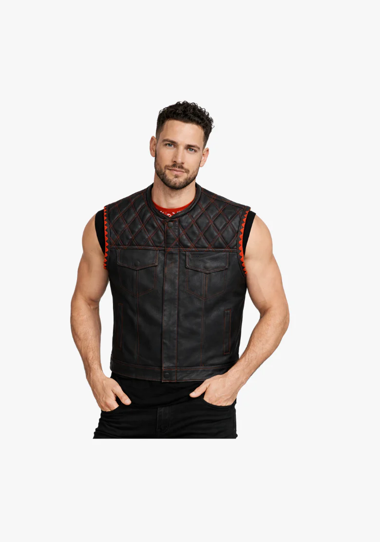 WCL Leather Club Vest w/t Red Lace - Image 2
