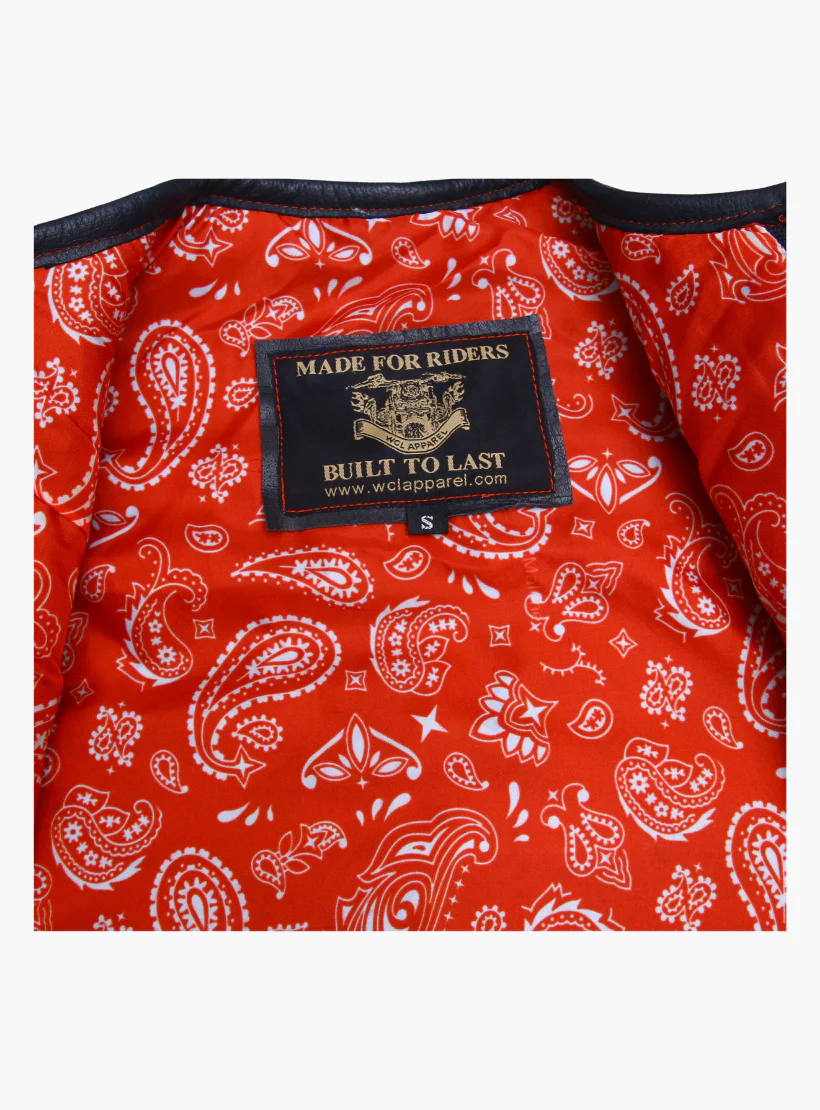 WCL Leather Club Vest w/t Red Lace Shoulder Stitching - Image 6