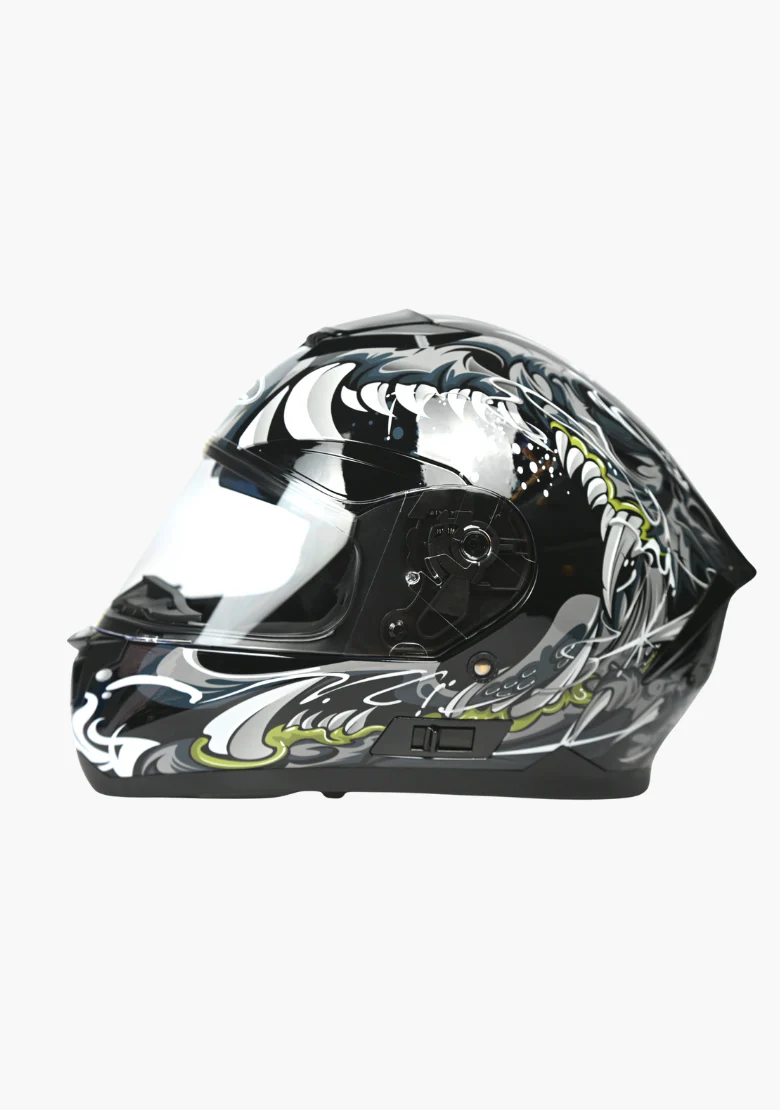 WCL Raider Full Face Motorcycle Helmet - Drop Down Tinted Visor, Quick Release Buckle, DOT Approved - Grey Black - Image 5