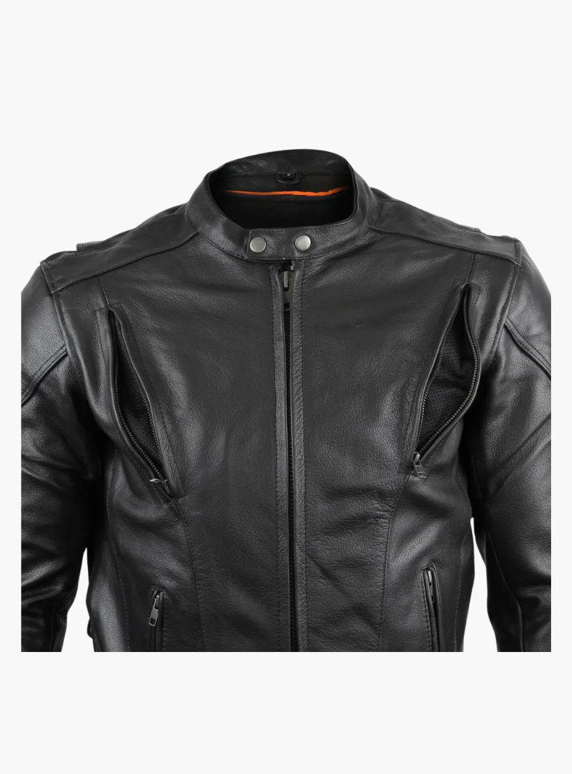WCL Cowhide Leather Classic Vented Racer Jacket - Image 5
