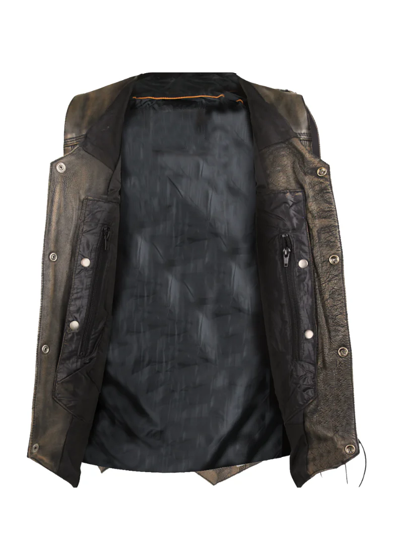 WCL Distressed Brown Ten Pocket Cowhide Leather Vest - Image 4