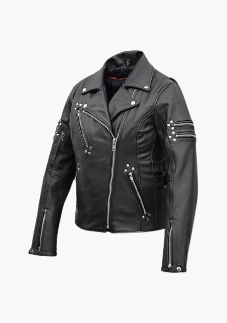WCL LADIES PREMIUM Zipper Classic LEATHER JACKET WITH SIDE ADJUSTMENTS - Image 3
