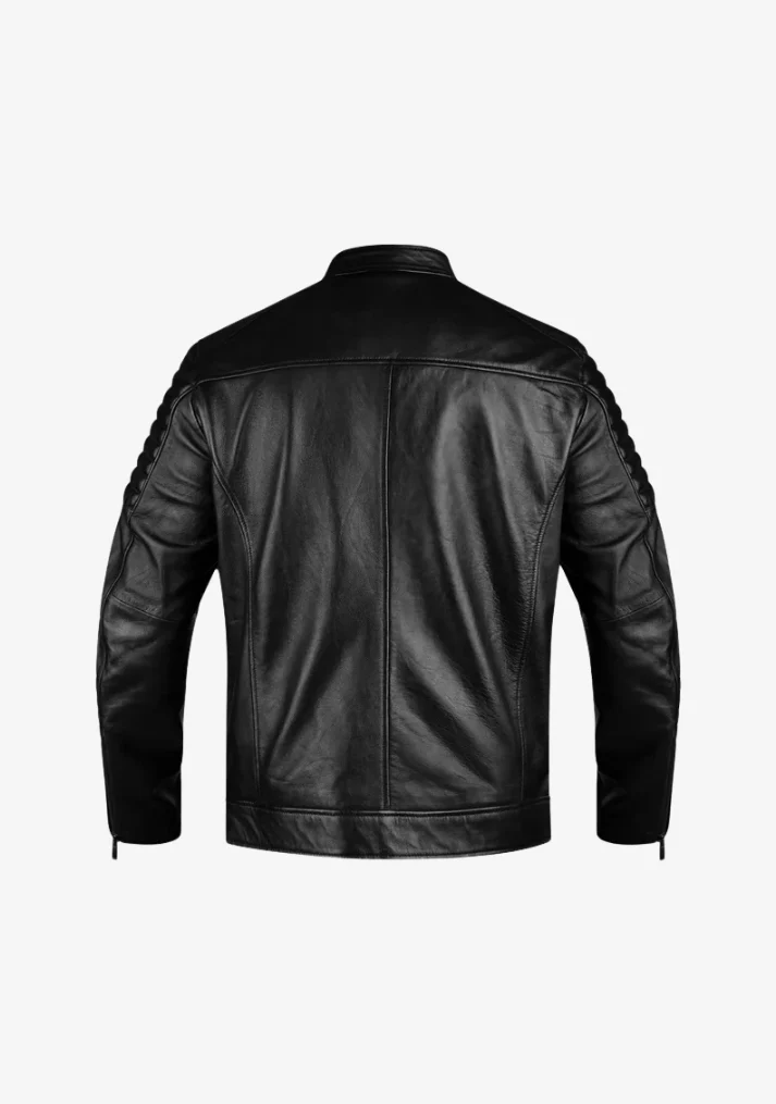 Straight Fashion Leather Jacket with Arm Design - Image 5