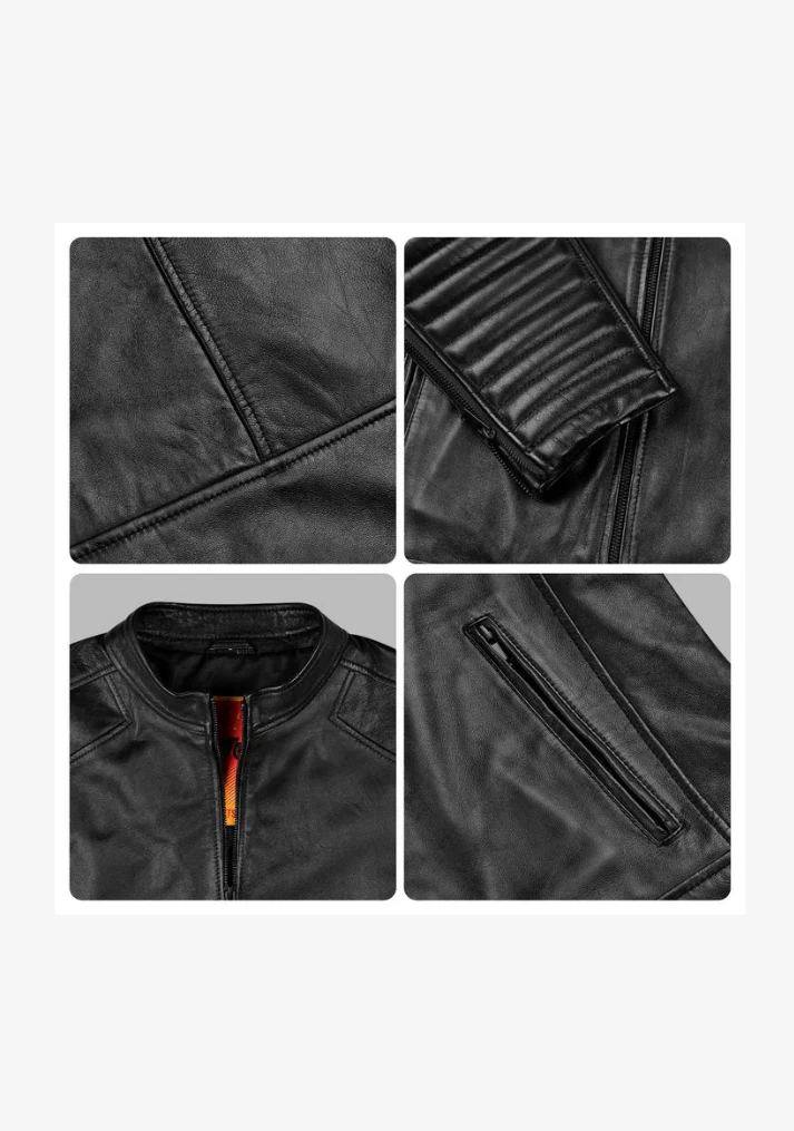 Straight Fashion Leather Jacket with Arm Design - Image 9