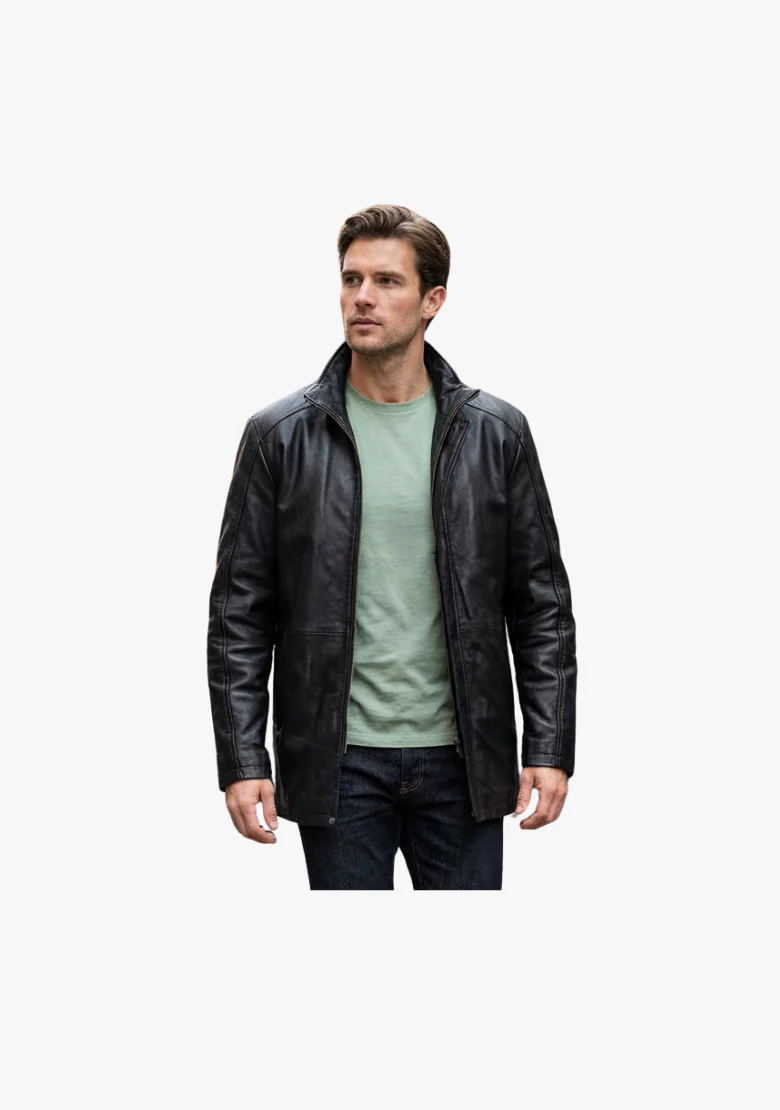 Long Coat Straight Fashion Leather Jacket - Image 2