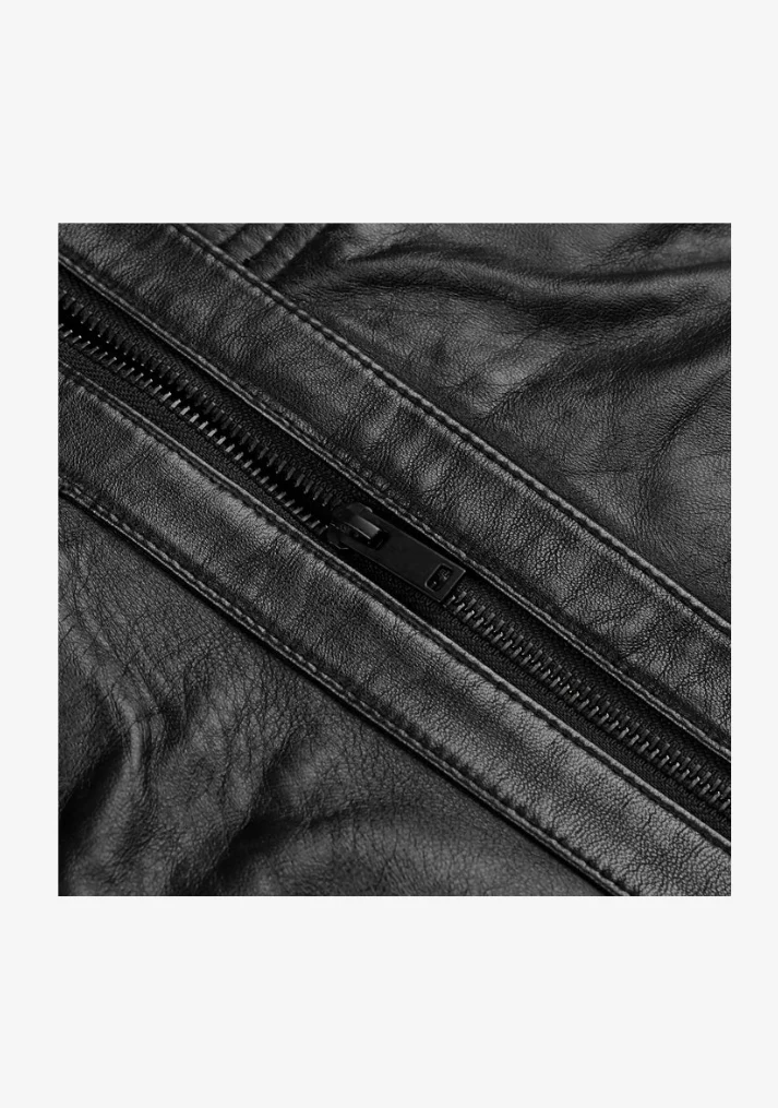 Straight Fashion Leather Jacket with Removable Hood - Image 11