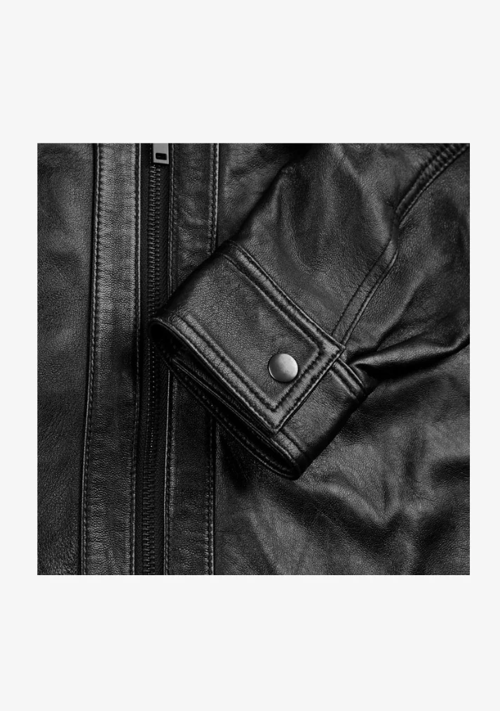 Straight Fashion Leather Jacket with Removable Hood - Image 9