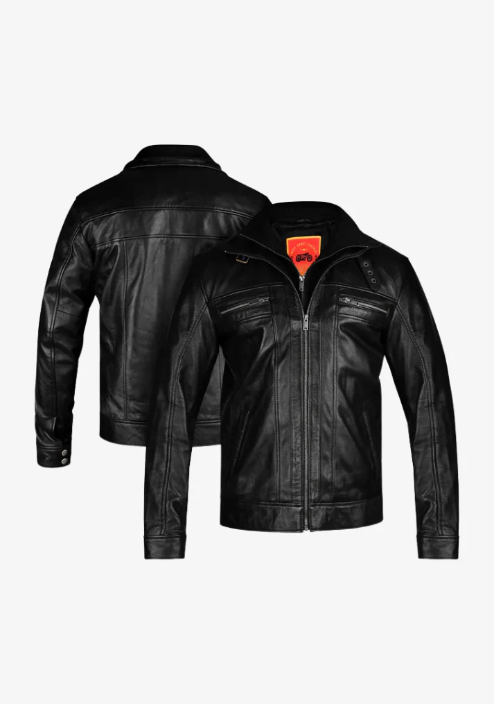 Straight Fashion Leather Jacket with Removable Liner