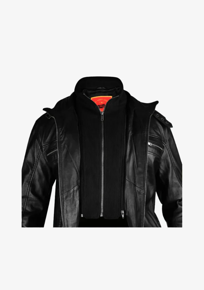 Straight Fashion Leather Jacket with Removable Liner - Image 6