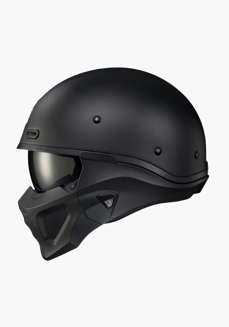WCL 2 in 1 Striker Helmet with Removable Mask - Drop Down Tinted Visor, Quick Release Buckle, DOT Approved - Mattblack - Image 3