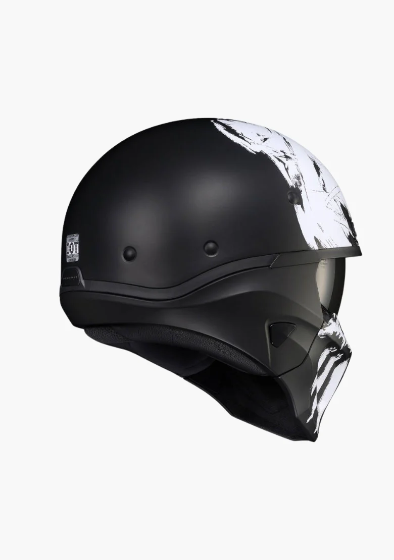 WCL 2 in 1 Striker Helmet with Removable Mask - Drop Down Tinted Visor, Quick Release Buckle, DOT Approved - Skull - Image 3