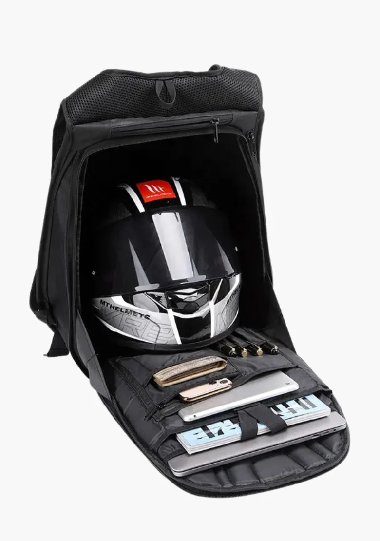 WCL Motorcycle Helmet Bag Waterproof Backpack Expandable Hard Shell - Image 3