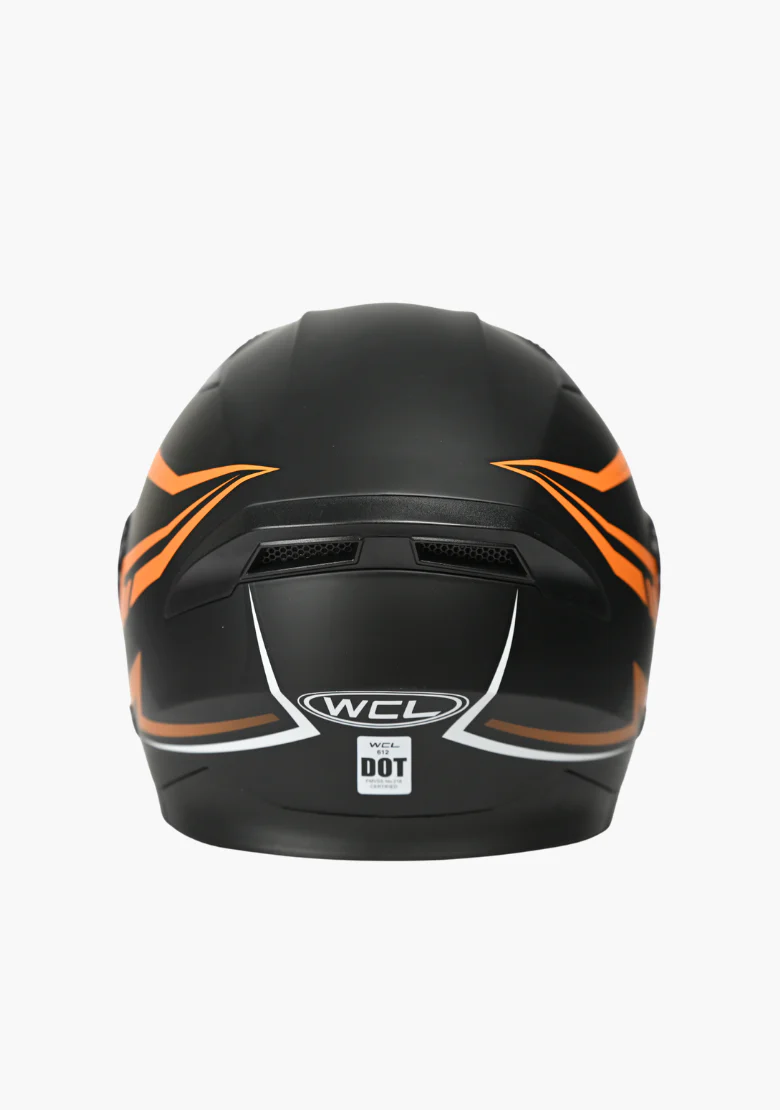 WCL 3/4 W/ Dual Flip Down Faceshields Motorcycle Helmet & Scooter Helmet - Orange Black - Image 5