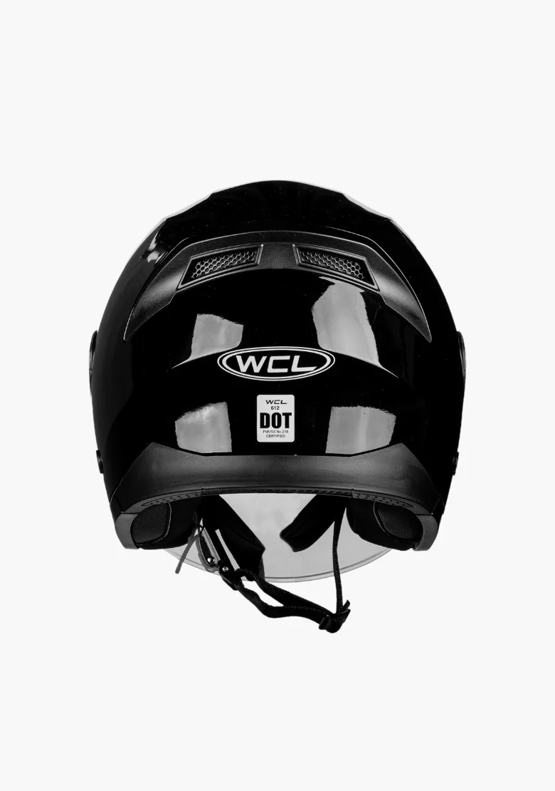 WCL 3/4 W/ Dual Flip Down Faceshields Motorcycle Helmet & Scooter Helmet Gloss Black - Image 4