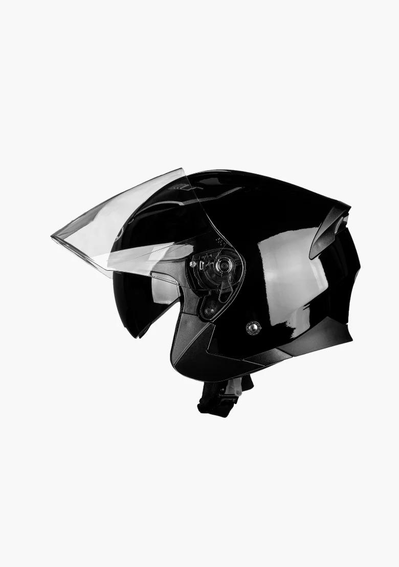 WCL 3/4 W/ Dual Flip Down Faceshields Motorcycle Helmet & Scooter Helmet Gloss Black - Image 5