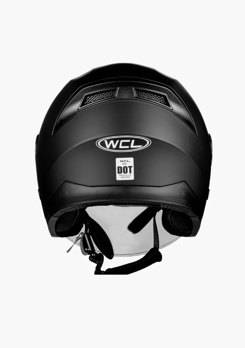 WCL 3/4 W/ Dual Flip Down Faceshields Motorcycle Helmet & Scooter Helmet Matt Black - Image 4