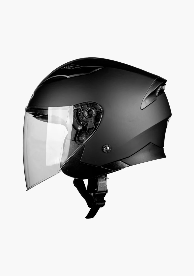 WCL 3/4 W/ Dual Flip Down Faceshields Motorcycle Helmet & Scooter Helmet Matt Black - Image 5