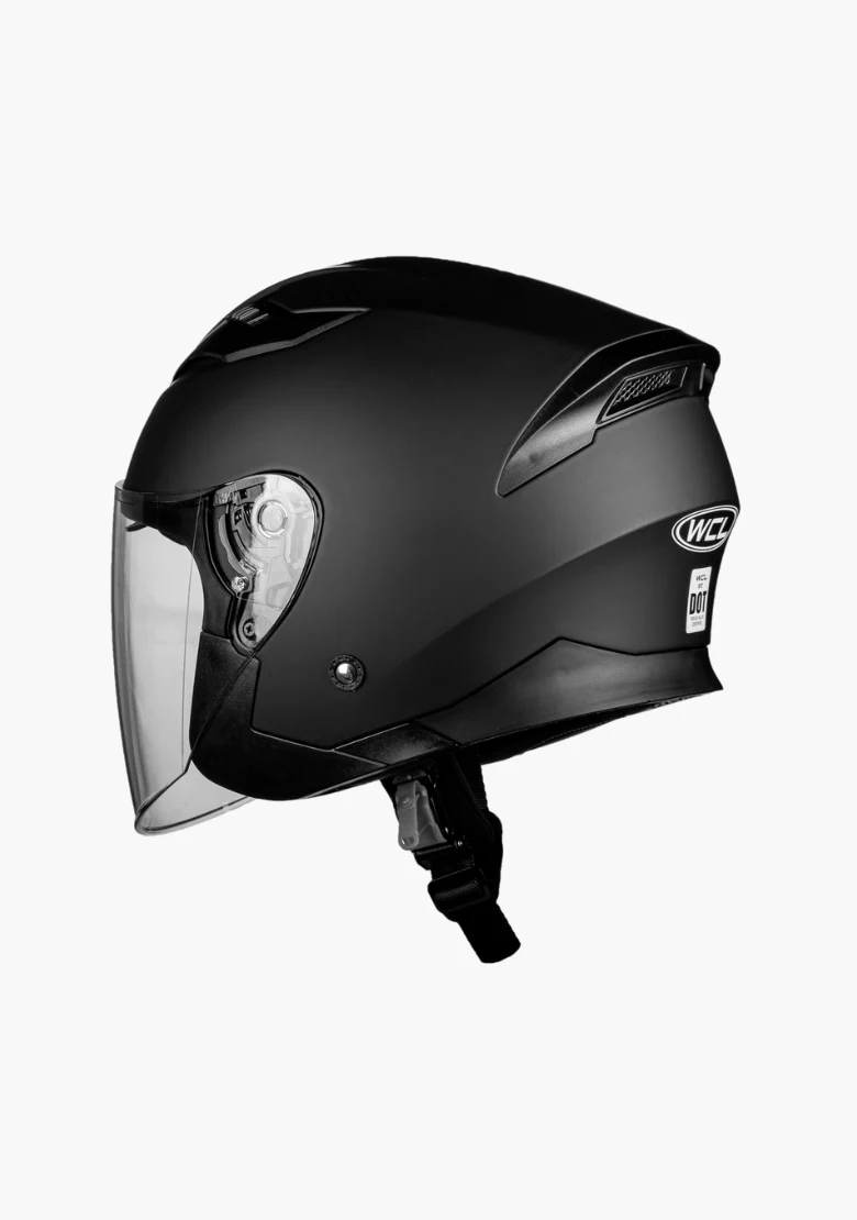 WCL 3/4 W/ Dual Flip Down Faceshields Motorcycle Helmet & Scooter Helmet Matt Black - Image 6