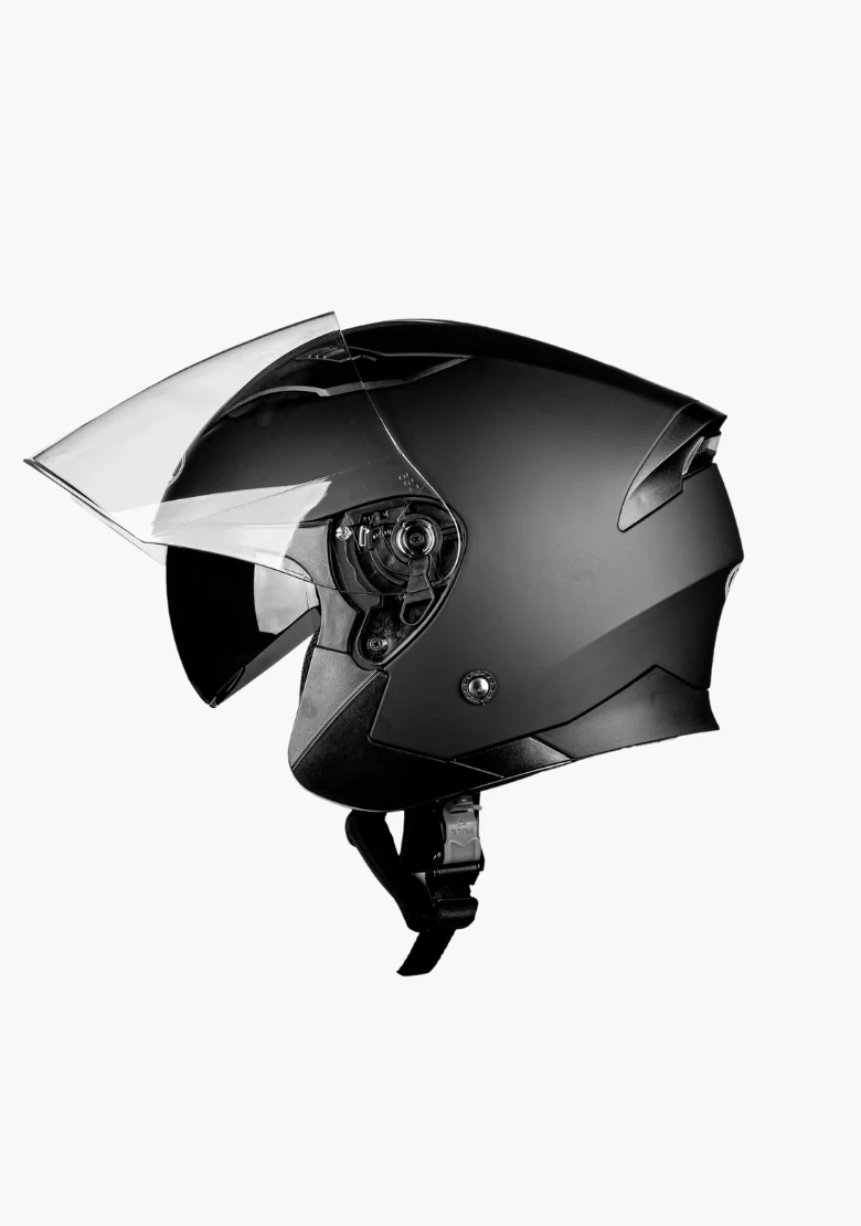 WCL 3/4 W/ Dual Flip Down Faceshields Motorcycle Helmet & Scooter Helmet Matt Black - Image 8