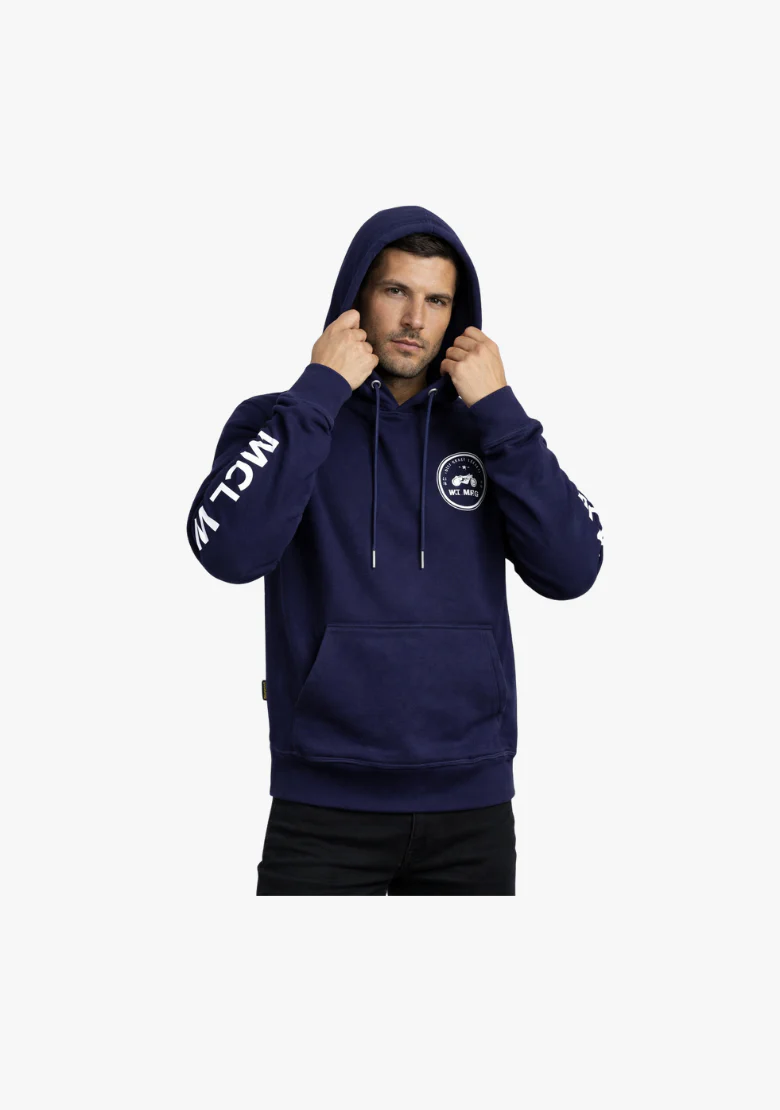 WCL Armoured Kevlar Lined Motorcycle Riding Hoodie - Navy Blue - Image 2