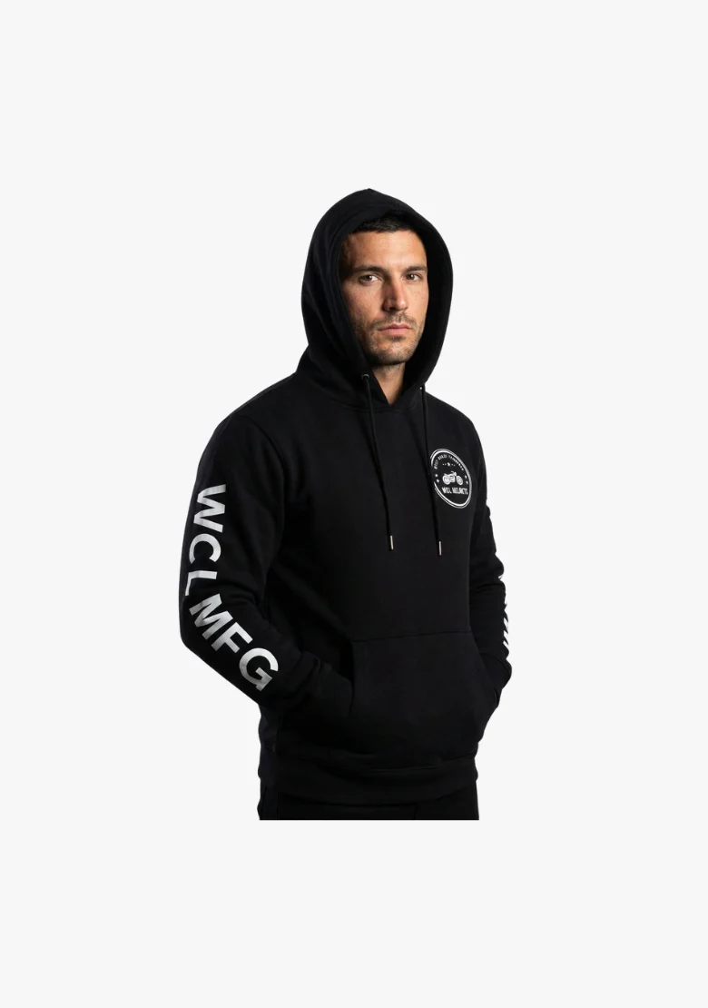 WCL Armoured Kevlar Lined Motorcycle Riding Hoodie w/t CE Level 1 Armor - Black - Image 2