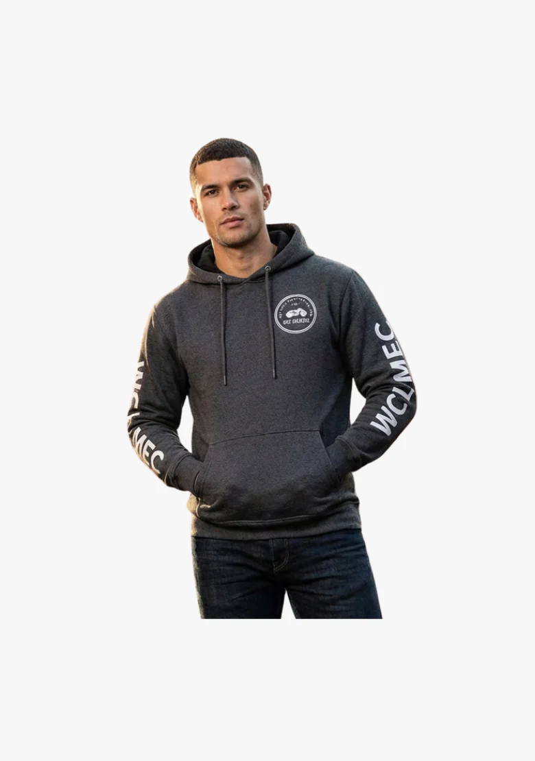 WCL Armoured Kevlar Lined Motorcycle Riding Hoodie w/t CE Level 1 Armor - Charcoal Gray - Image 2