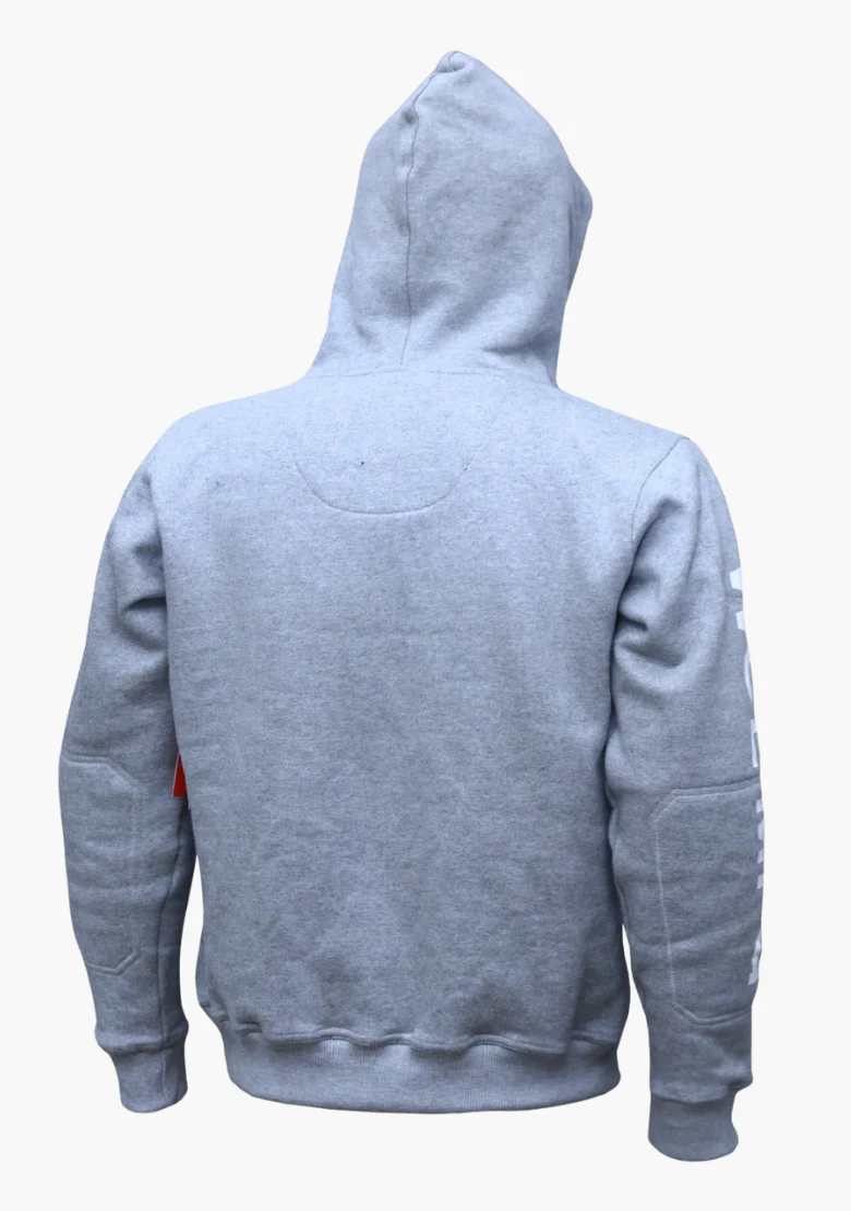 WCL Armoured Kevlar Lined Motorcycle Riding Hoodie w/t CE Level 1 Armor- Grey - Image 3
