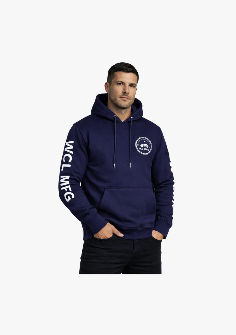 WCL Armoured Kevlar Lined Motorcycle Riding Hoodie w/t CE Level 1 Armor - Navy Blue - Image 2