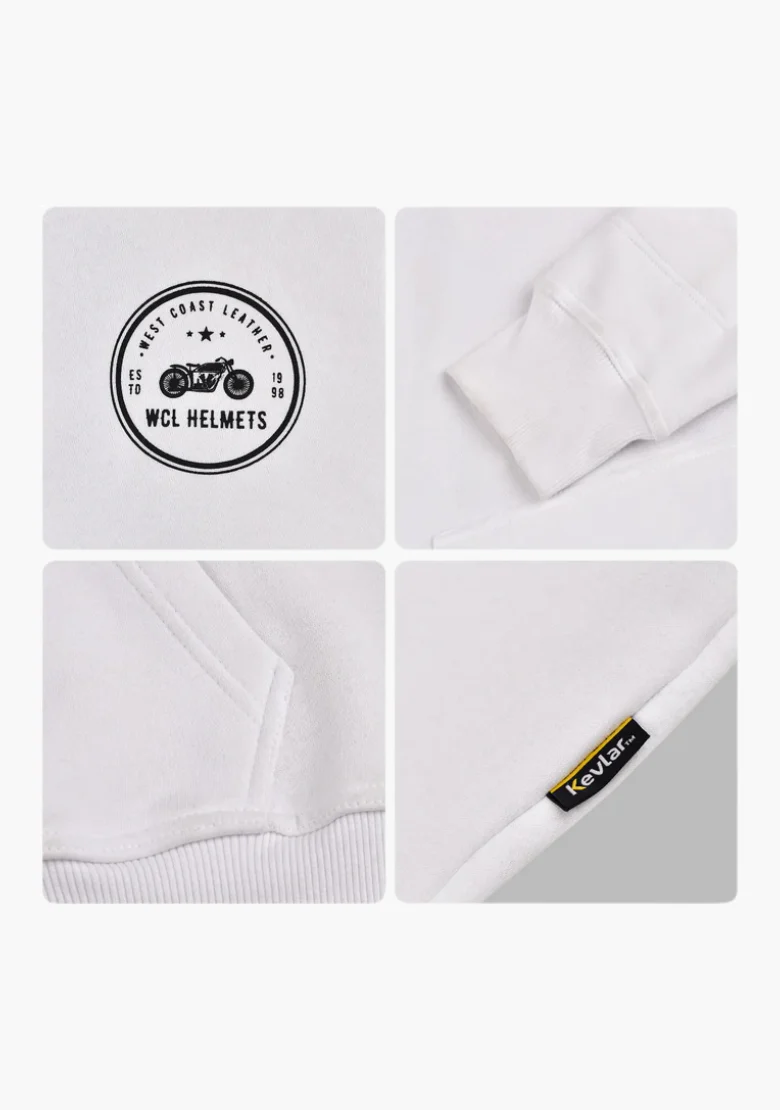 WCL Armoured Kevlar Lined Motorcycle Riding Hoodie - White - Image 12