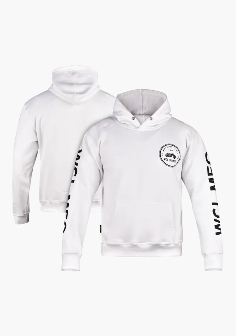 WCL Armoured Kevlar Lined Motorcycle Riding Hoodie - White - Image 3