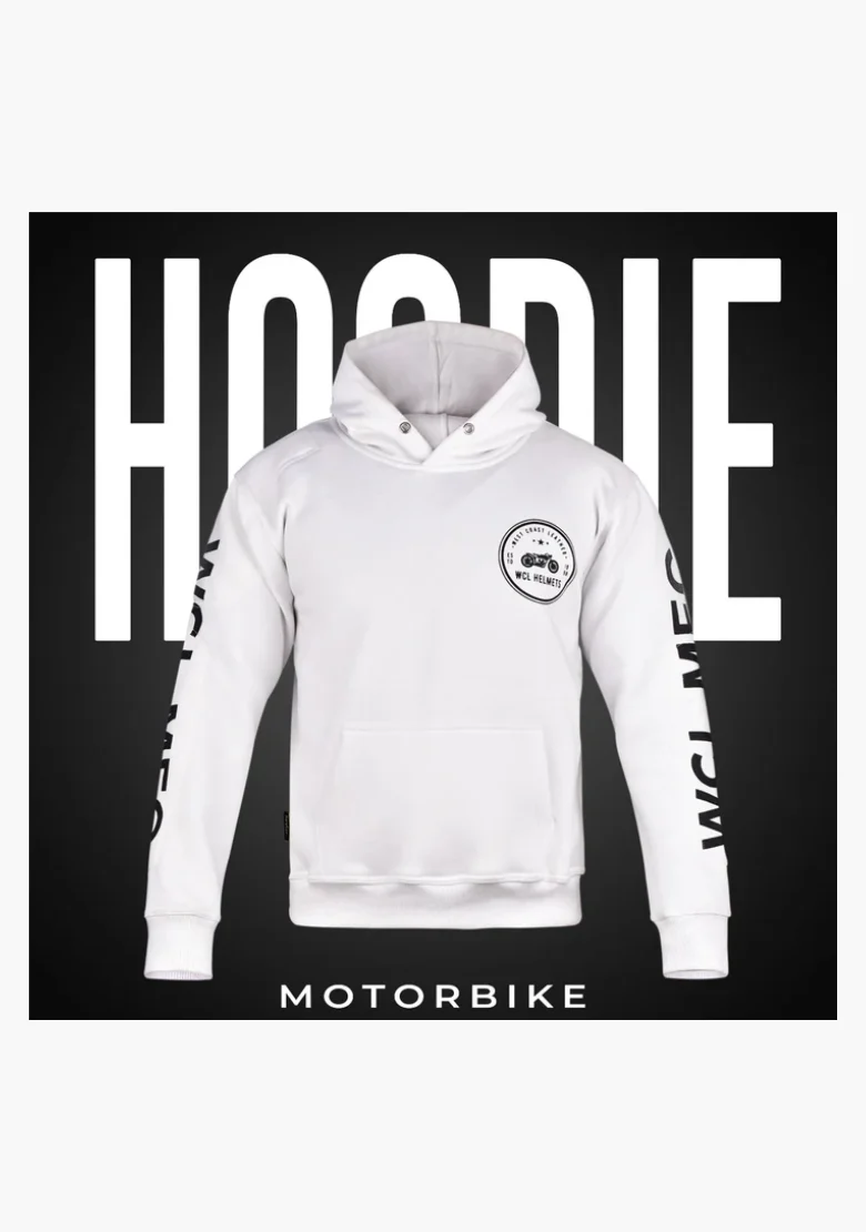 WCL Armoured Kevlar Lined Motorcycle Riding Hoodie - White - Image 4