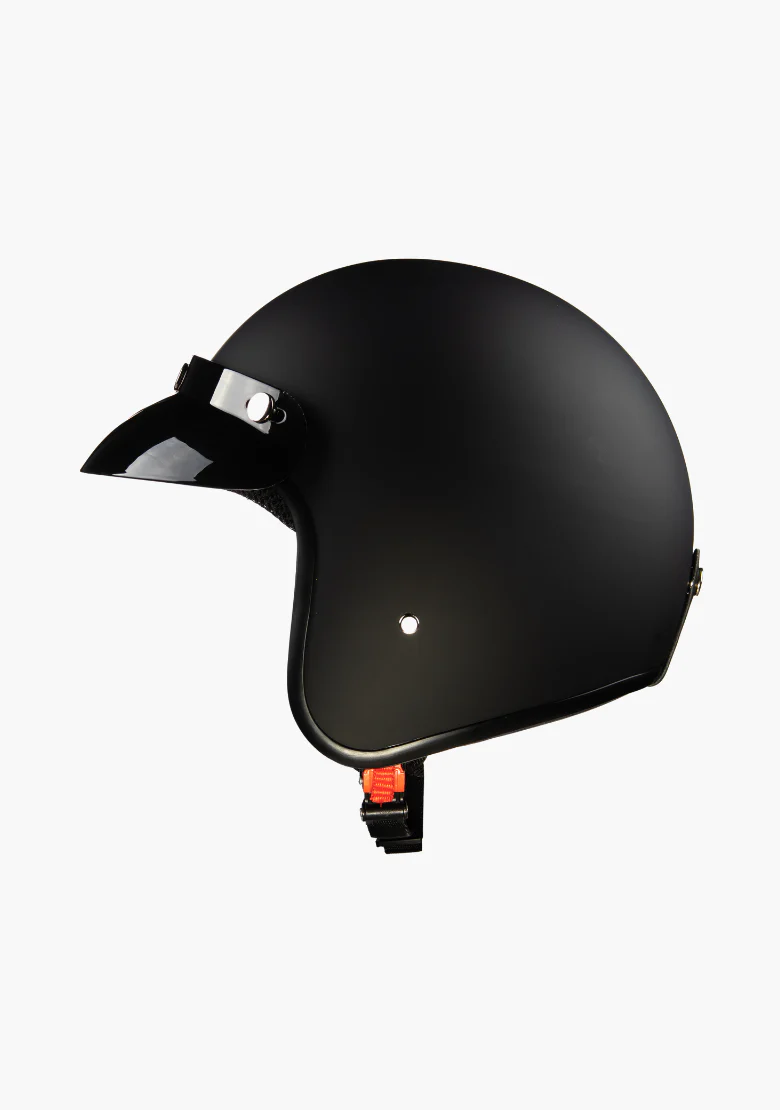 WCL Classic 3/4 Style Motorcycle Helmet Matte Black - Image 5