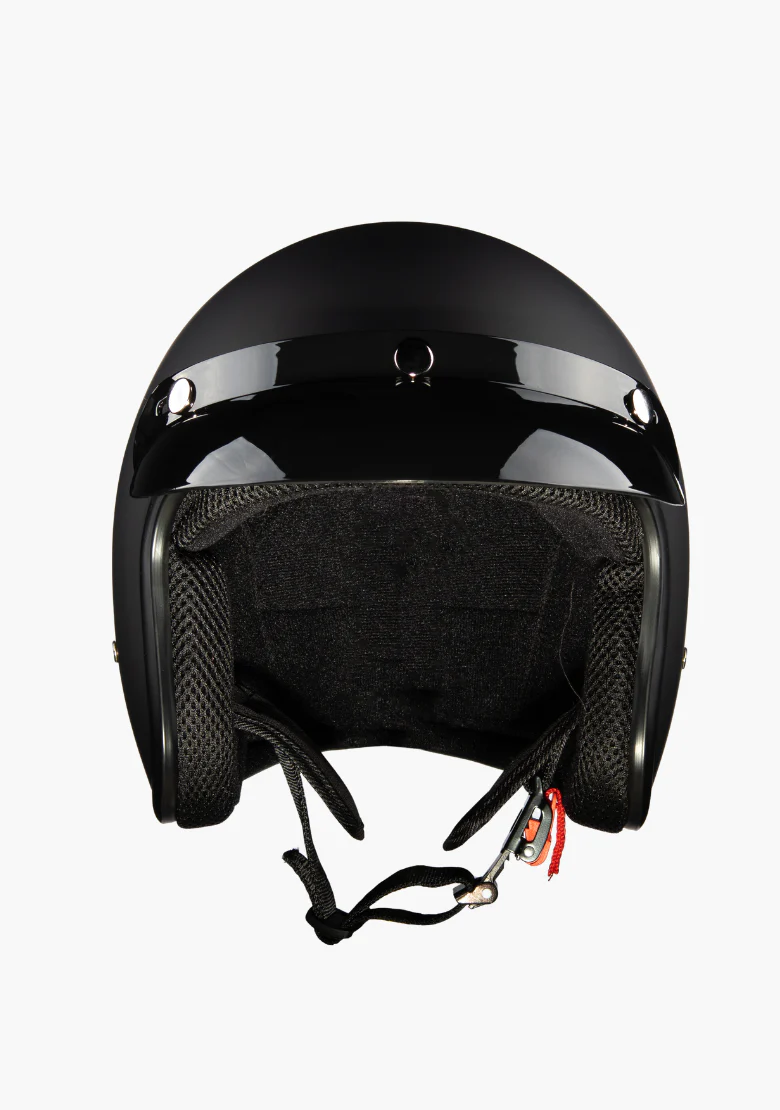 WCL Classic 3/4 Style Motorcycle Helmet Matte Black - Image 6