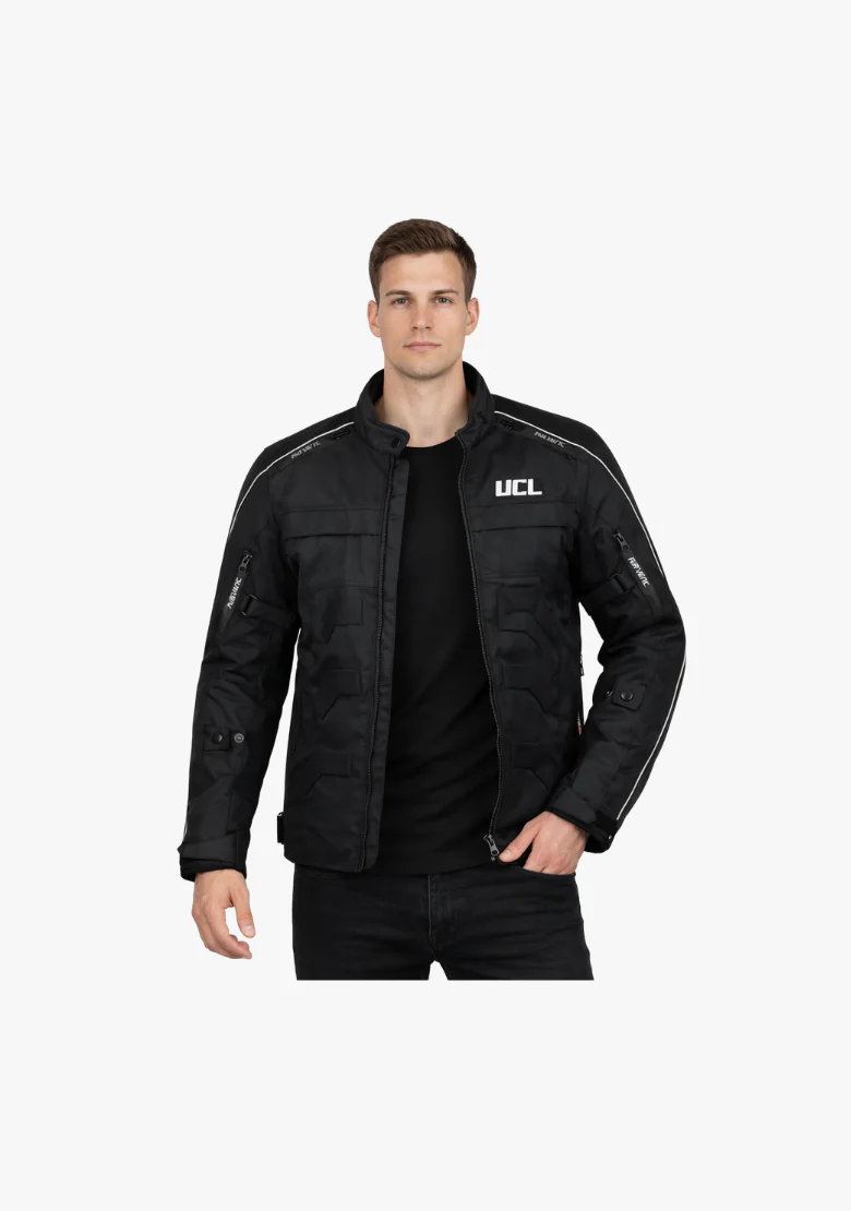 WCL Conqueror Armoured Motorcycle Textile Jacket - Black - Image 2
