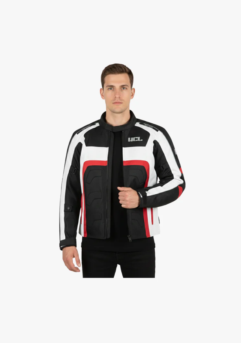 WCL Conqueror Armoured Motorcycle Textile Jacket - Red - Image 2
