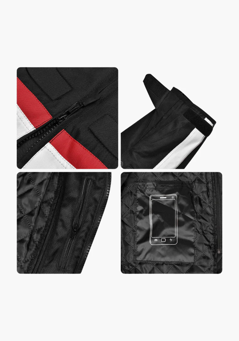 WCL Conqueror Armoured Motorcycle Textile Jacket - Red - Image 9