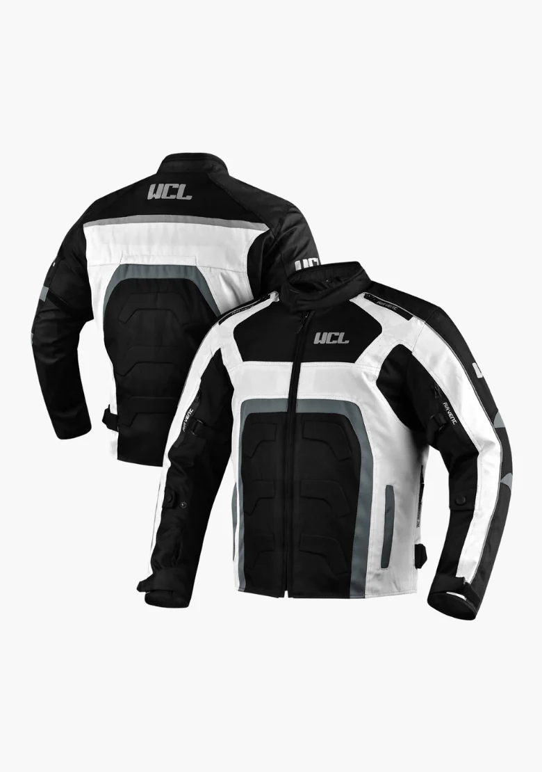 WCL Conqueror Armoured Motorcycle Textile Jacket - White - Image 3