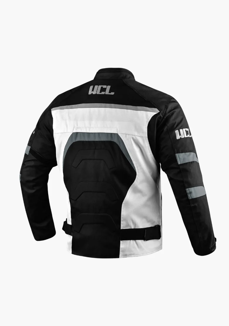 WCL Conqueror Armoured Motorcycle Textile Jacket - White - Image 4