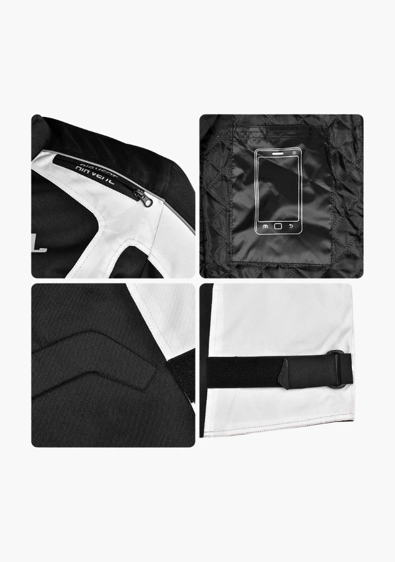 WCL Conqueror Armoured Motorcycle Textile Jacket - White - Image 9