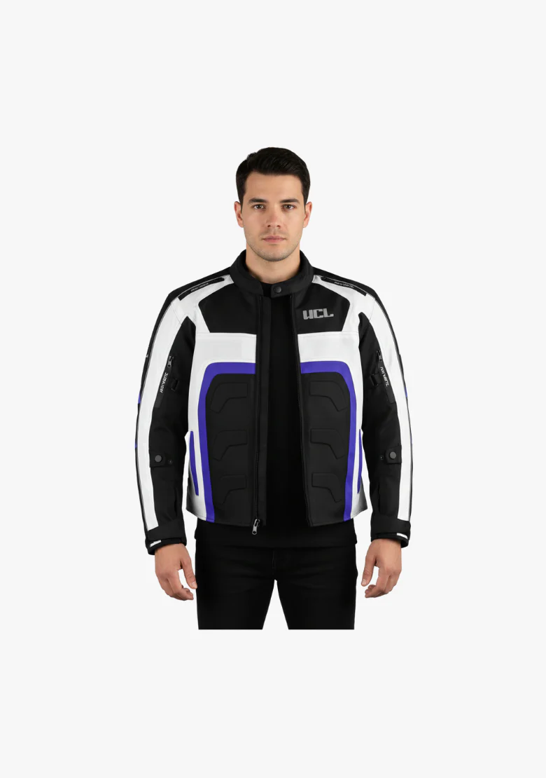 WCL Conqueror Armoured Motorcycle Textile Jacket - Blue - Image 2