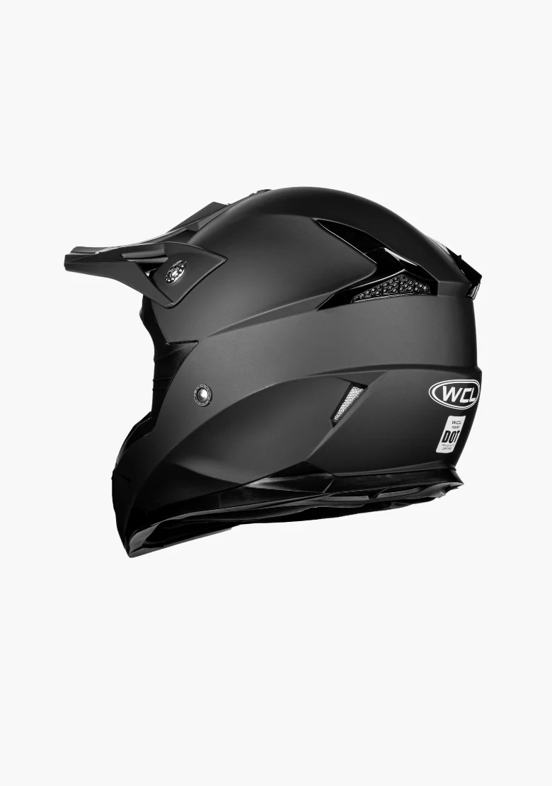 WCL Hawk Motorcycle Helmet & Dirtbike Helmet - Adjustable Sun Visor, Quick Release Buckle, DOT Approved - Flat Black - Image 5