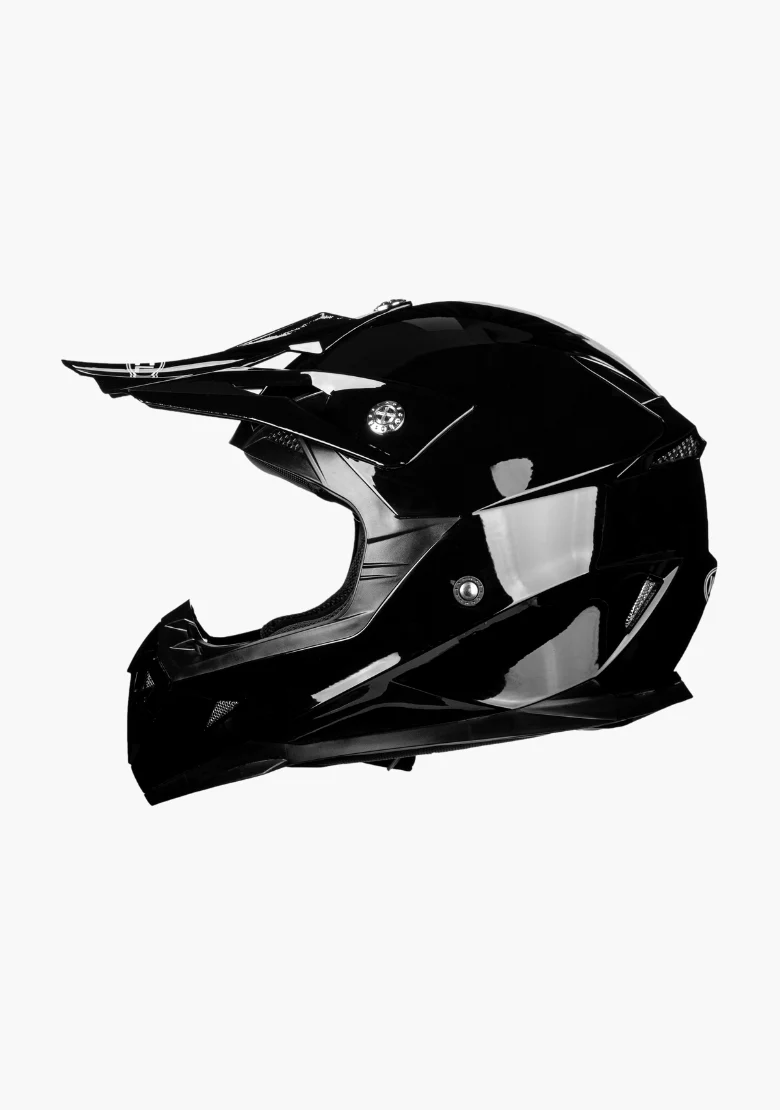 WCL Hawk Motorcycle Helmet & Dirtbike Helmet - Adjustable Sun Visor, Quick Release Buckle, DOT Approved - Gloss Black - Image 3